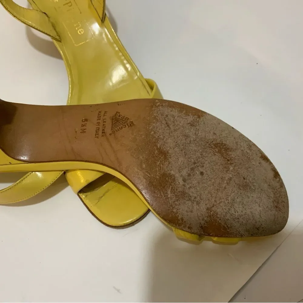 Vintage Evan Picone Yellow patent Leather Kitten Heel Pumps slingback sandals - Picture 9 of 9
